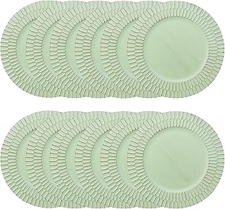 Set of 12 Green Plastic Charger Plates, 13-inch