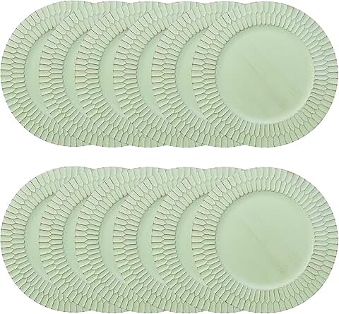 Set of 12 Green Plastic Charger Plates, 13-inch