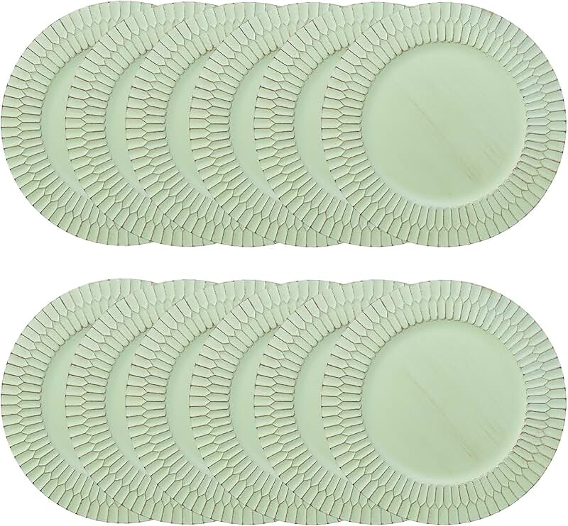 Set of 12 Green Plastic Charger Plates, 13-inch
