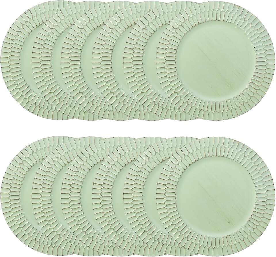 Set of 12 Green Plastic Charger Plates, 13-inch
