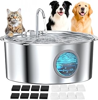Large Stainless Steel Water Fountain for Dogs and Cats