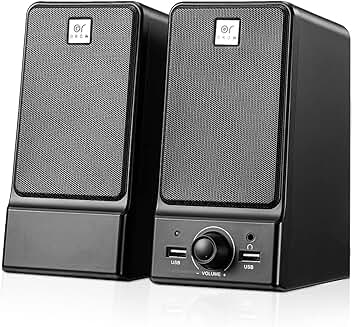 USB Computer Speakers with Deep Bass and Headphone Jack