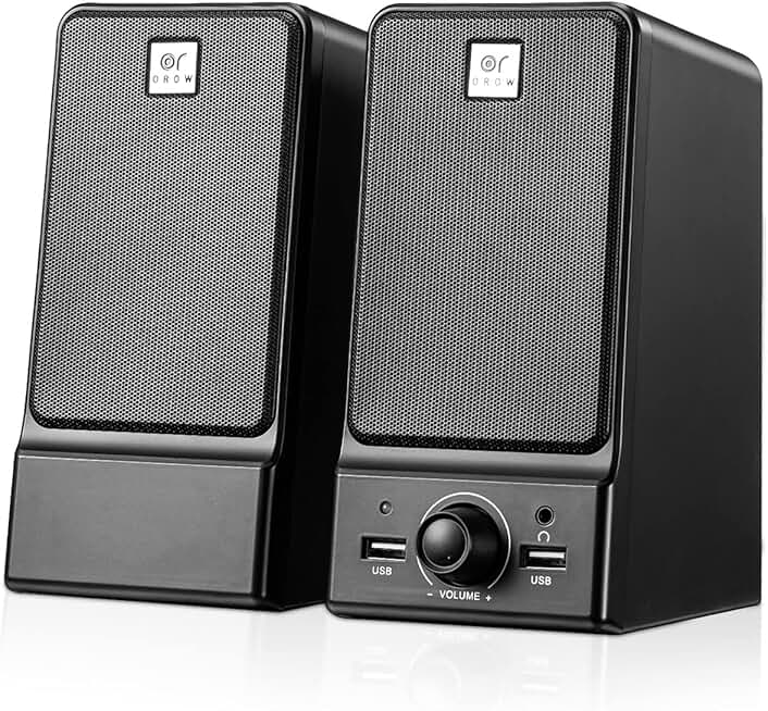 USB Computer Speakers with Deep Bass and Headphone Jack