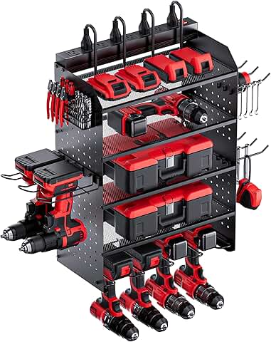 5-Layer Power Tool Organizer with Outlets and Drill Holders
