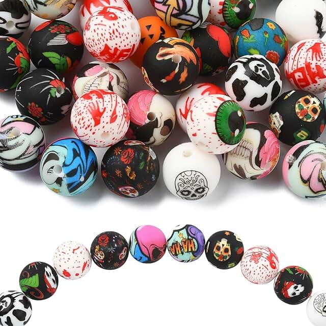 50pcs 15mm Skull Silicone Beads for Jewelry and Crafts