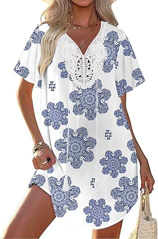 Lace Crochet V-Neck Beach Coverup for Women