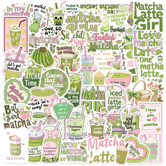50 Aesthetic Matcha Stickers for Laptops and More