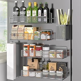 Magnetic Metal Spice Rack Set for Refrigerator