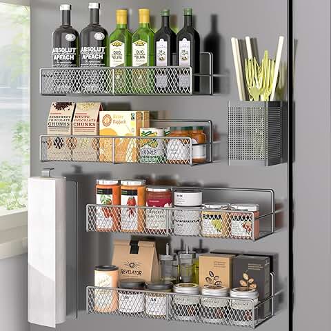 Magnetic Metal Spice Rack Set for Refrigerator