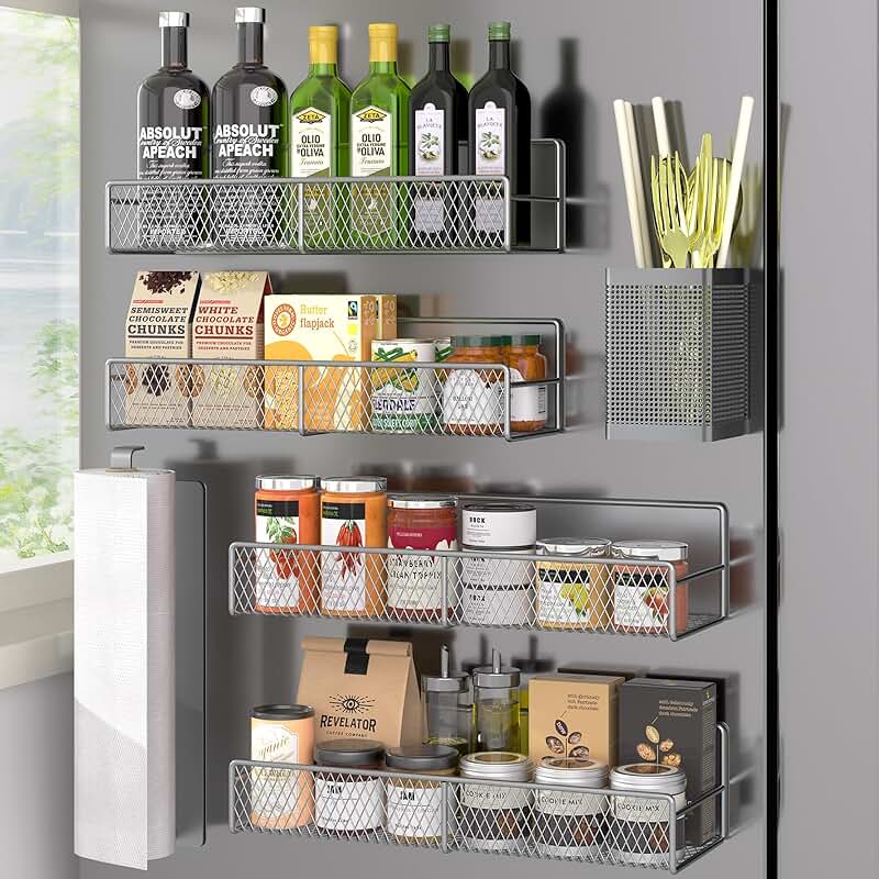 Magnetic Metal Spice Rack Set for Refrigerator