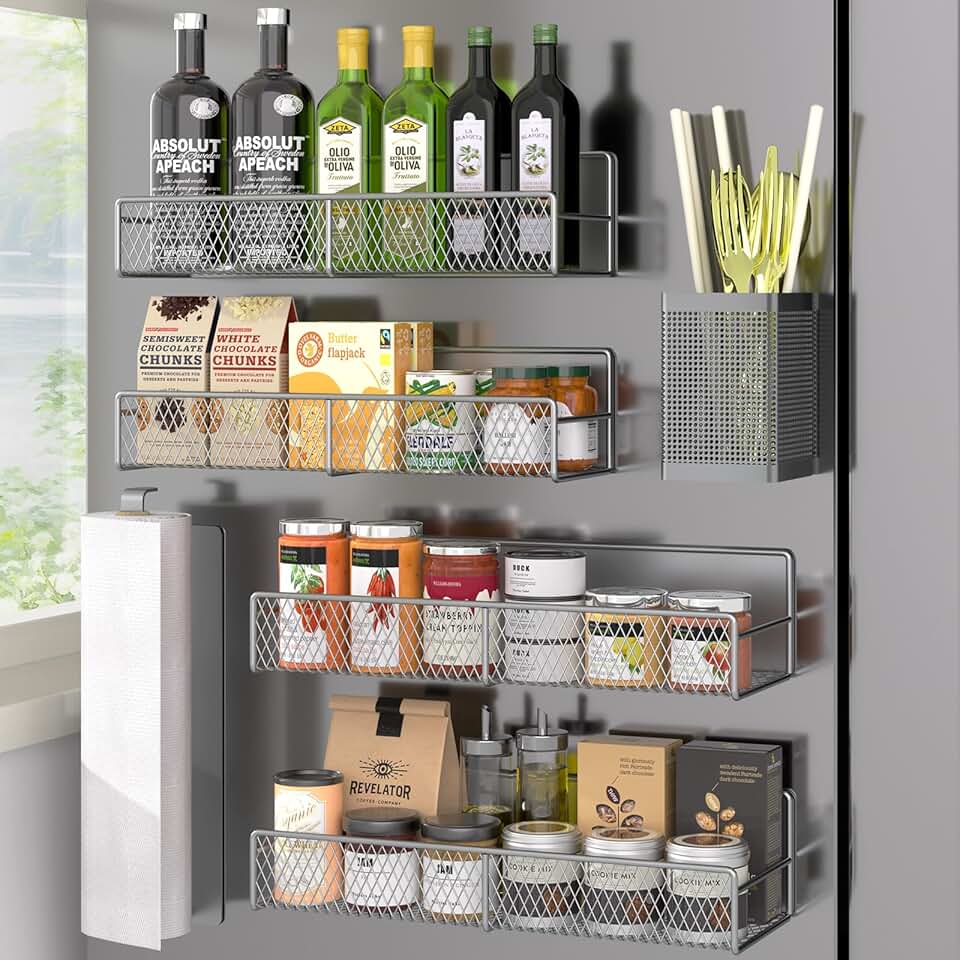 Magnetic Metal Spice Rack Set for Refrigerator