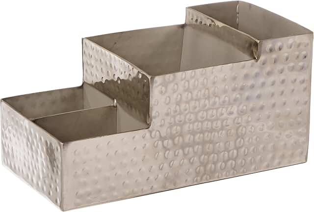 Stainless Steel Hammered Finish Bar and Coffee Caddy