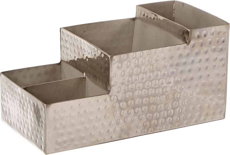 Stainless Steel Hammered Finish Bar and Coffee Caddy