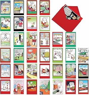 36 Assorted Funny Christmas Cards with Envelopes