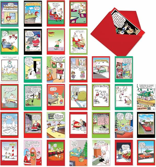 36 Assorted Funny Christmas Cards with Envelopes
