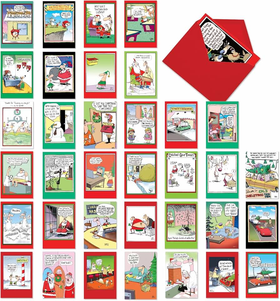 36 Assorted Funny Christmas Cards with Envelopes
