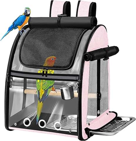 Bird Carrier Bag with Stainless Steel Mesh and Stand