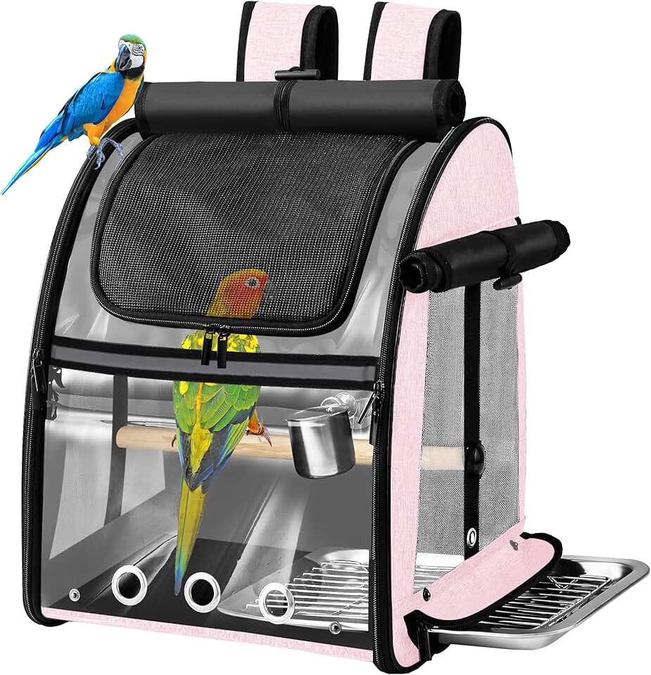 Bird Carrier Bag with Stainless Steel Mesh and Stand