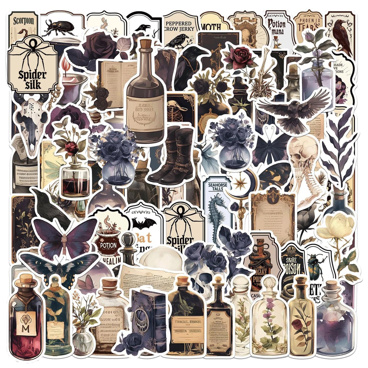 100 Gothic Vintage Witchy Sticker Set