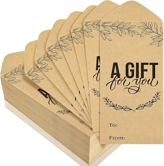 100 Christmas Kraft Cash Envelopes, 2.88 x 6.5 inches