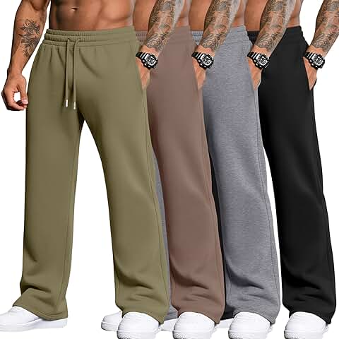 Set of four men's big and tall athletic joggers with pockets