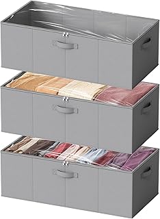Three 10-inch Under Bed Storage Bins with Lids
