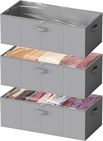 Three 10-inch Under Bed Storage Bins with Lids