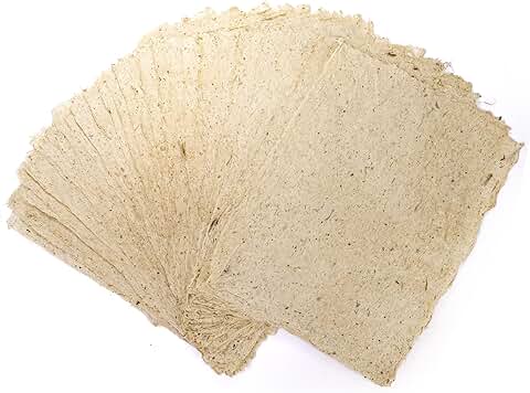 60 Sheets Natural Fiber Handmade Paper for Crafts