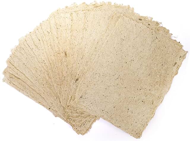 60 Sheets Natural Fiber Handmade Paper for Crafts