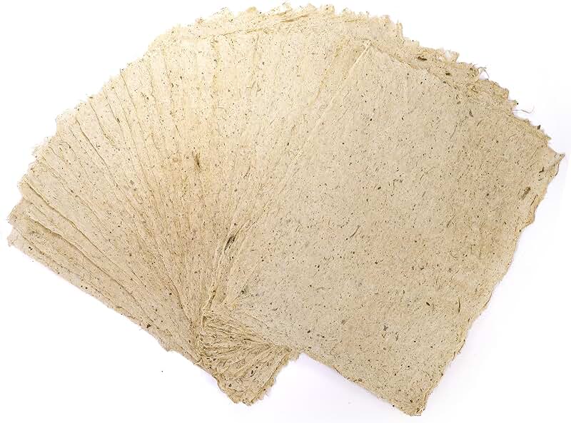 60 Sheets Natural Fiber Handmade Paper for Crafts