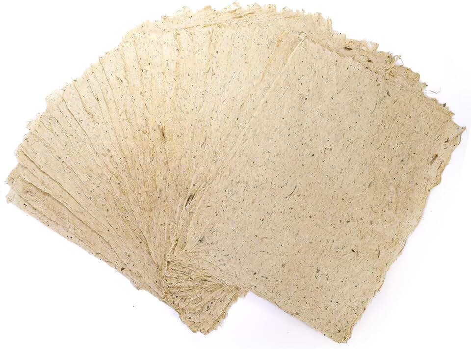 60 Sheets Natural Fiber Handmade Paper for Crafts