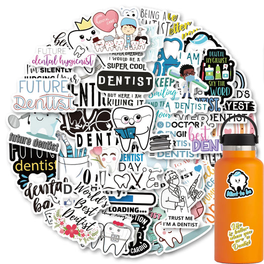 100 Waterproof Dentist Stickers for Kids and Teens