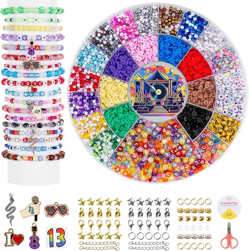 Bead Bracelet Kit with 12 Colors and Charms