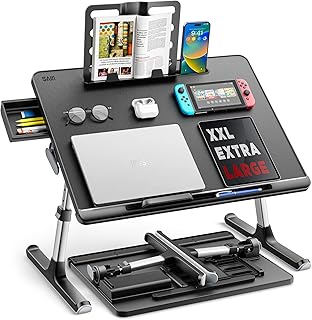 Large Adjustable Foldable Laptop Desk with Storage