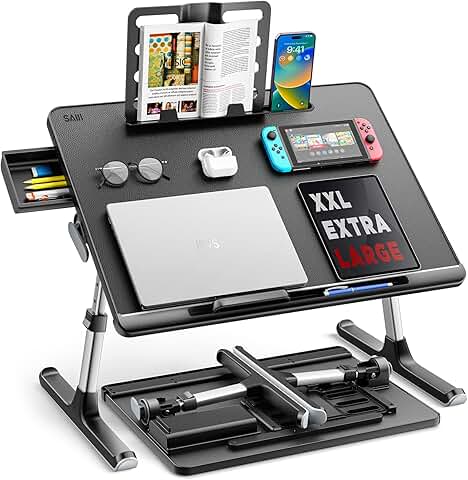 Large Adjustable Foldable Laptop Desk with Storage