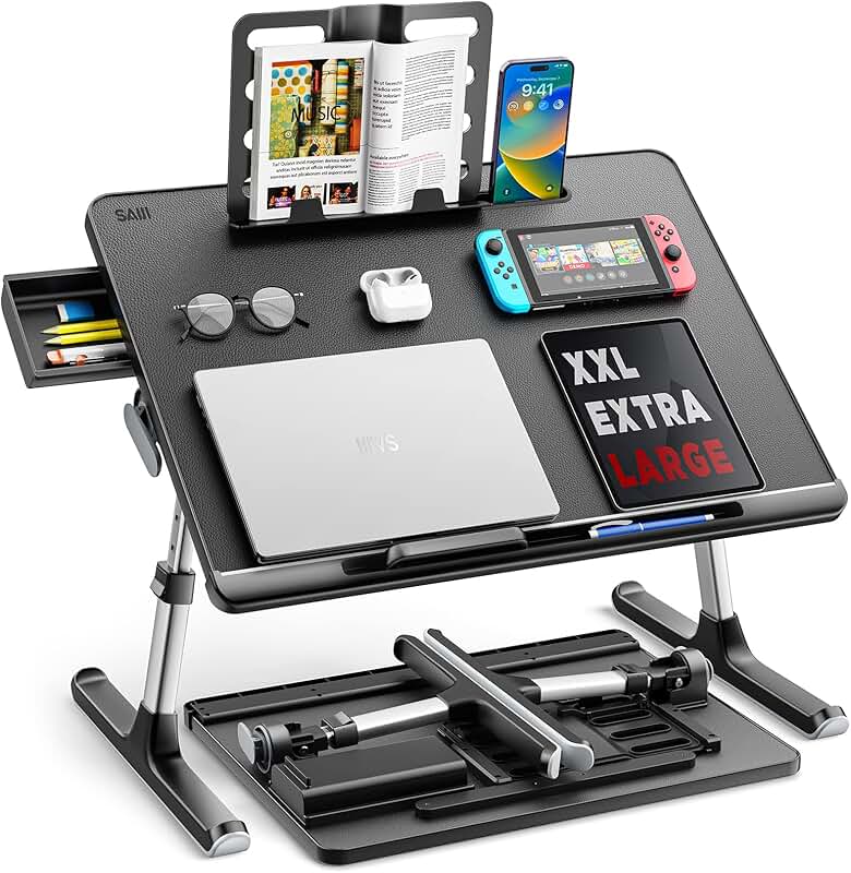 Large Adjustable Foldable Laptop Desk with Storage