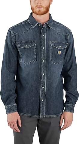 Men's Relaxed Fit Midweight Denim Long-Sleeve Snap Shirt