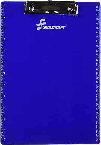 Recycled Plastic Clipboard with Ruler in Blue and White