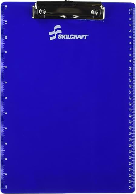 Recycled Plastic Clipboard with Ruler in Blue and White