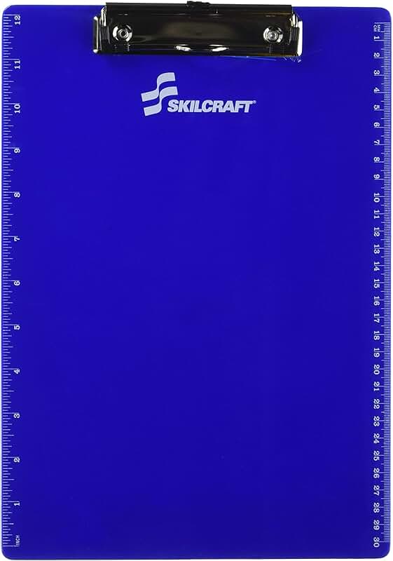 Recycled Plastic Clipboard with Ruler in Blue and White