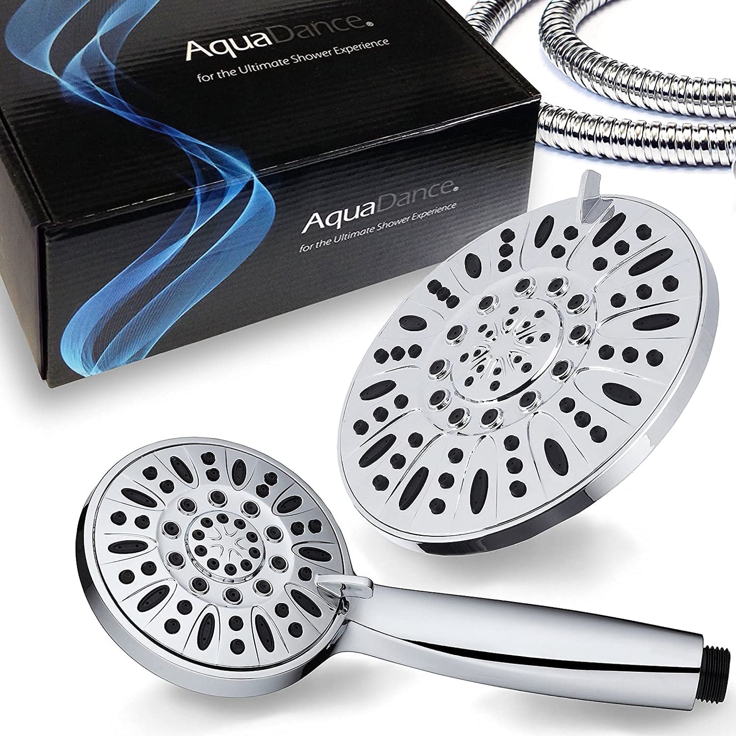 7" Premium High Pressure 3-Way Rainfall Combo for The Best of Both Worlds  Enjoy Luxurious Rain Showerhead and 6-Setting Hand Held Shower Separately or Together  Chrome Finish  3328