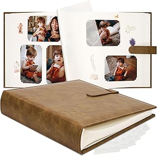 Large 12x12 Faux Leather Scrapbook Album with Writing Space