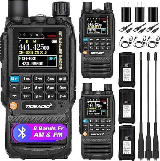 Handheld GMRS Radio with USB-C, NOAA FM, and 2500mAh Battery (3 Pack)