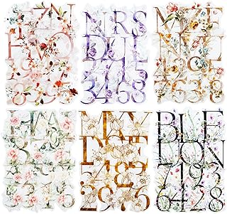 216-Piece Waterproof Floral Letter and Number Sticker Set