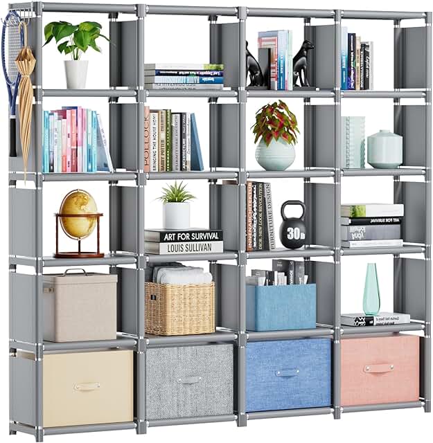 20-Cube Metal Bookcase for Bedroom and Living Room