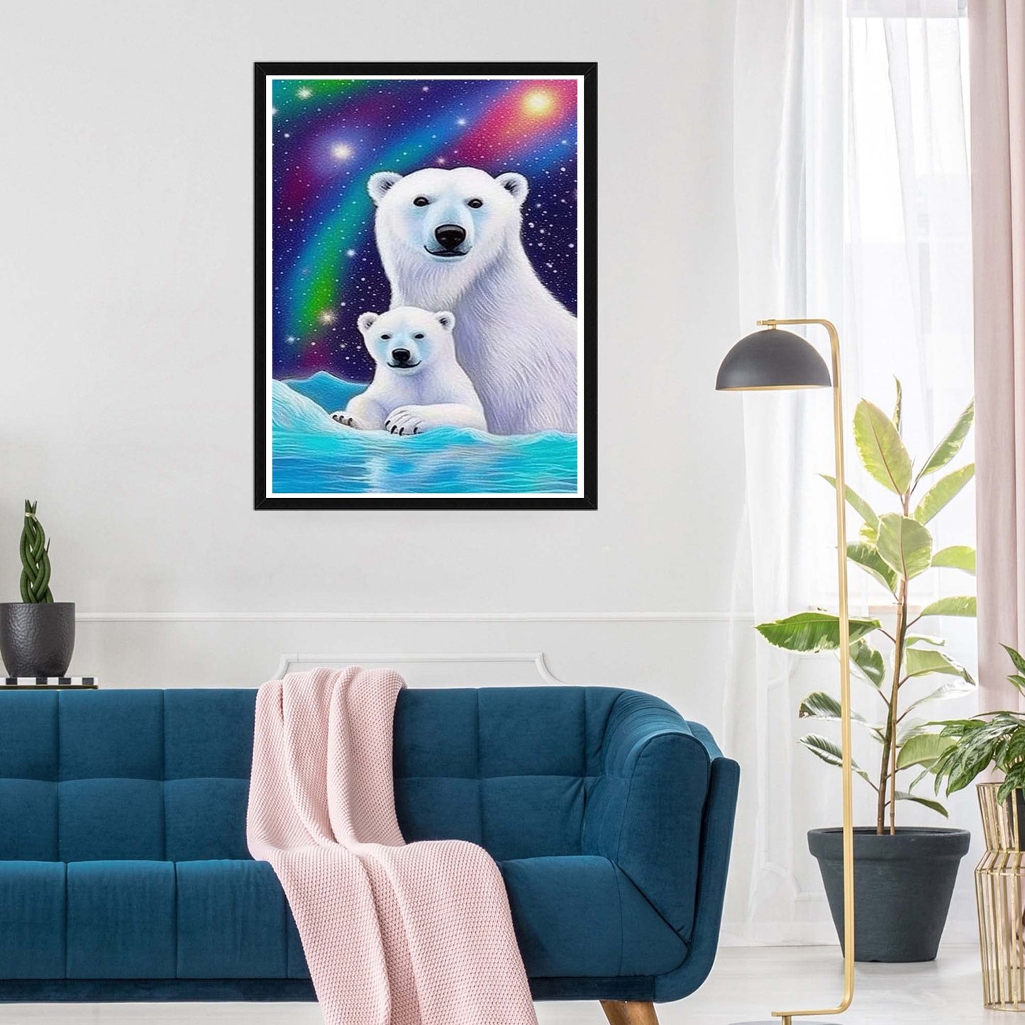 5D Diamond Painting Polar Bear Sky Full Drill Kit 12x16inch