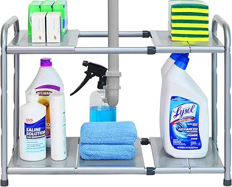 Expandable Under Sink Metal Shelf Organizer