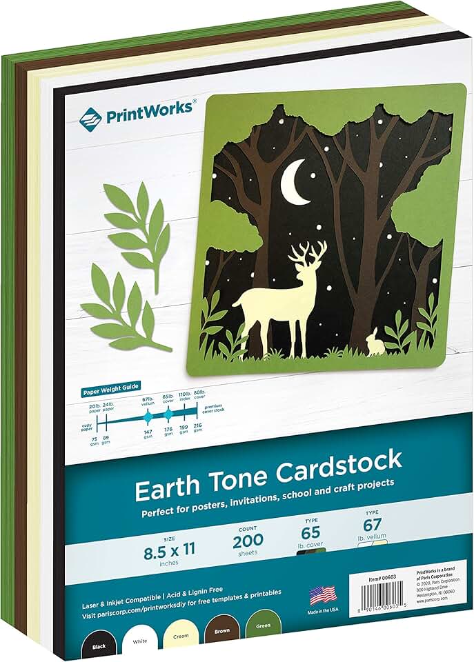 Earth Tones Cardstock Paper, 8.5" x 11", 200 Sheets