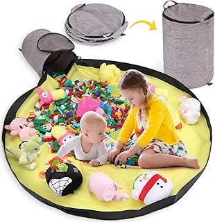 Foldable Toy Storage Bin with Play Mat and Zipper
