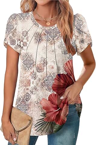 Women's Petal Short Sleeve Summer Casual Blouse